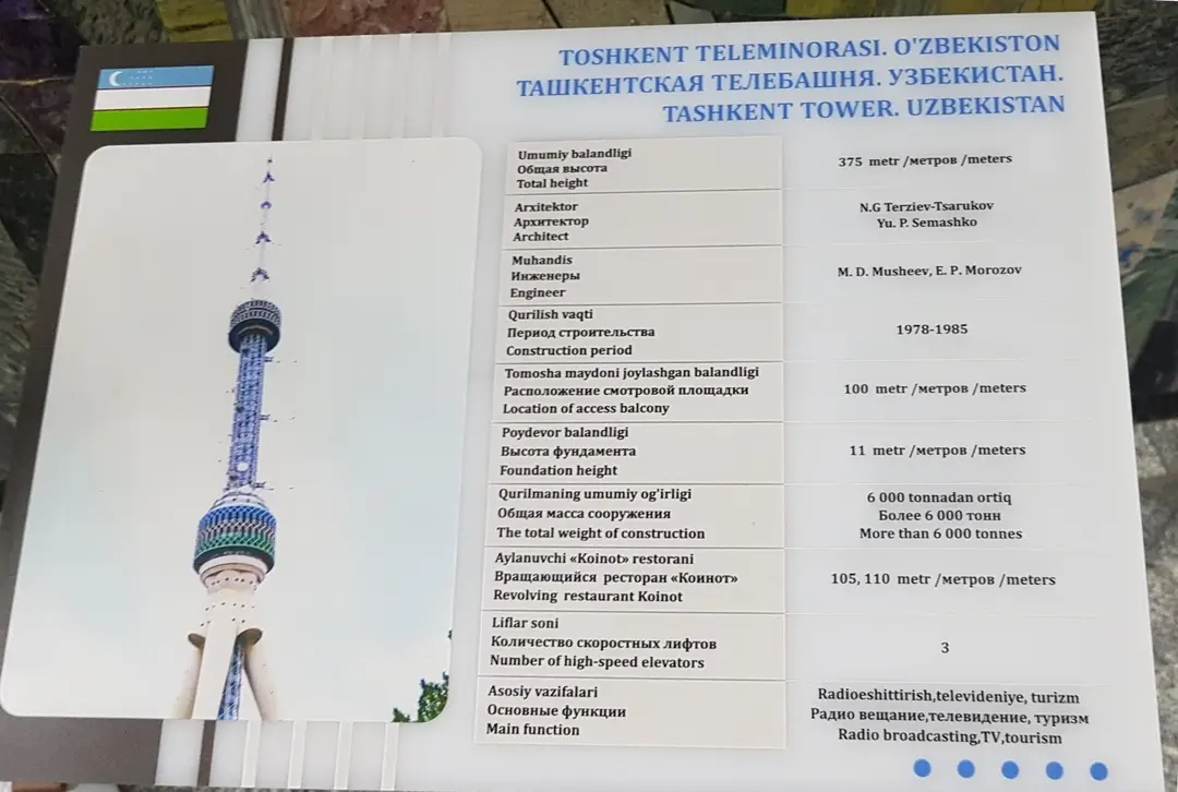 Ташкентская телебашня: смотровая площадка и ресторан